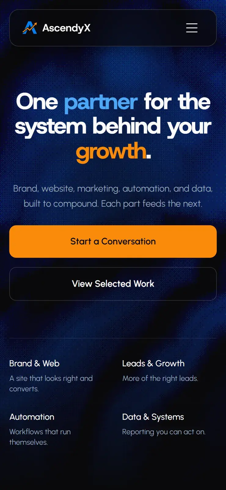 Current home page on a phone