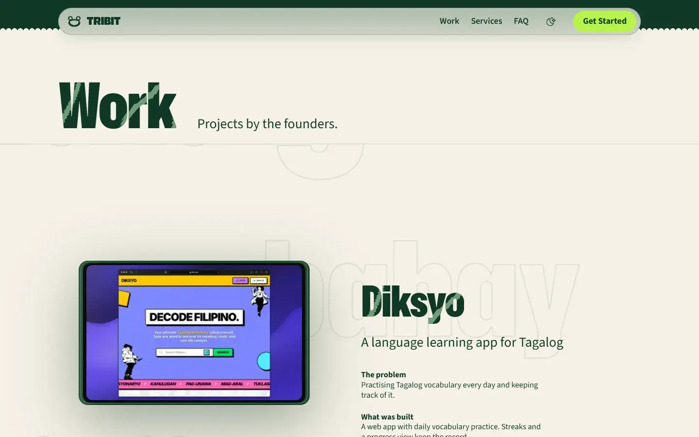 Current work: Diksyo on a tablet with the problem and what was built